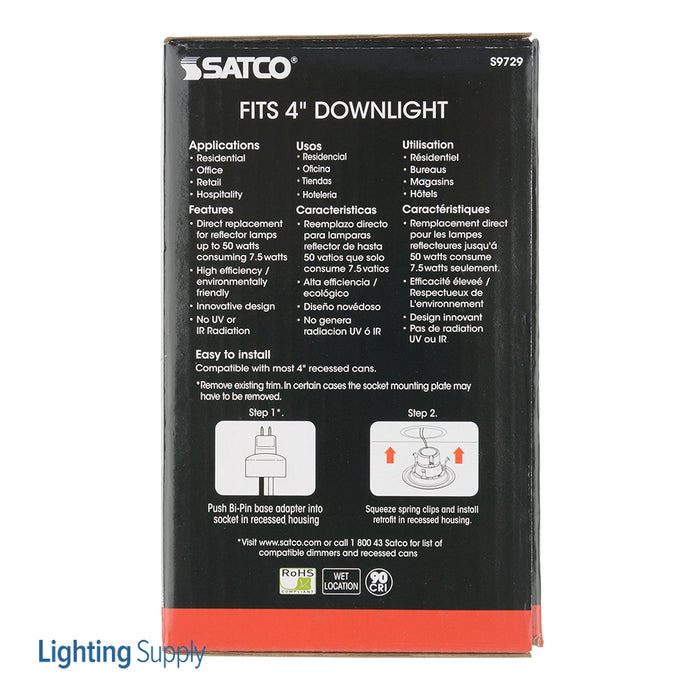 SATCO/NUVO 7.5W LED Downlight Retrofit 4 Inch Baffle 3000K Miniature 2 Pin Round Base 12V (S9729)