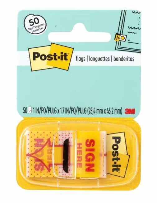 3M - 69812 Post-It Sign Here Flags 680-9 36 1 Inch X 1.7 Inch 254 Mm X 432 Mm (7000002258)