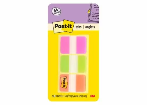 3M - 51697 Post-It Durable Tabs 686-Pgo 1 Inch X 1.5 Inch Pink Green Orange (7000052678)