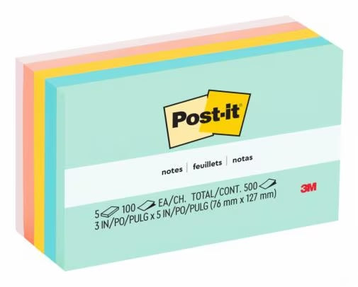 3M - 41818 Post-It Notes 655-Ast 3 Inch X 5 Inch 76 Mm X 127 Mm Marseille Colors (7100083327)