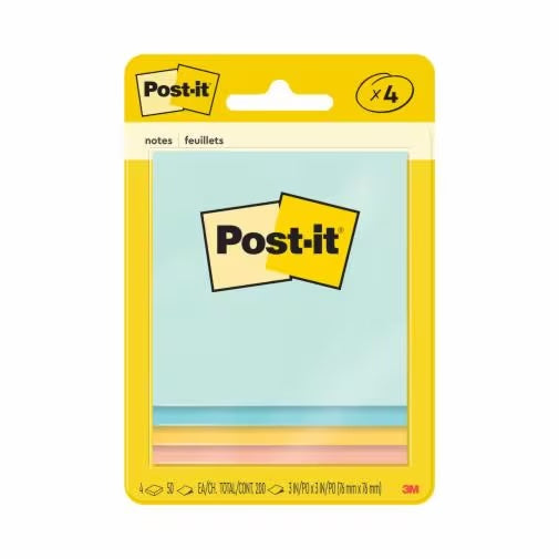 3M - 56901 Post-It Notes 5401 3 Inch X 3 Inch 76 Mm X 76 Mm Pastel Colors (7100106002)