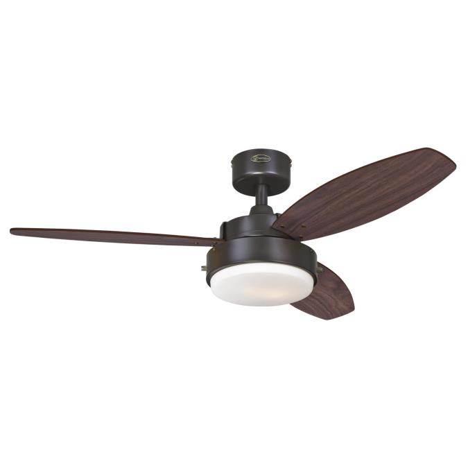 Westinghouse 42 Inch Ceiling Fan Oil Rubbed Bronze Finish Reversible Blades Walnut/Family Oak Opal Frosted Glass (7222500)