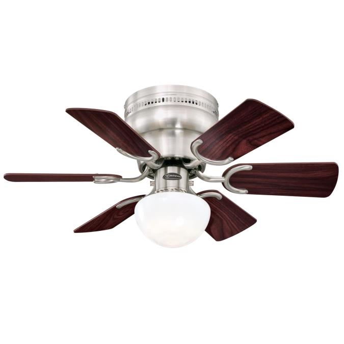 Westinghouse 30 Inch Ceiling Fan Brushed Nickel Finish Reversible Blades Rosewood/Light Maple Opal Mushroom Glass (7230700)