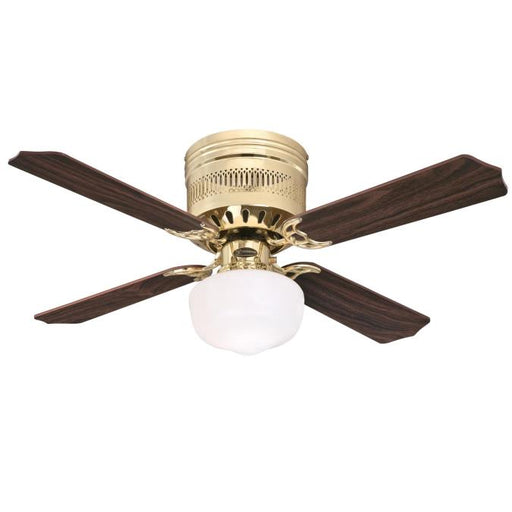 Westinghouse 42 Inch Ceiling Fan Polished Brass Finish Reversible Blades Walnut/Oak Opal Schoolhouse Glass (7231000)