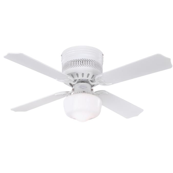 Westinghouse 42 Inch Ceiling Fan White Finish Reversible Blades White/White Washed Pine Opal Schoolhouse Glass (7231200)
