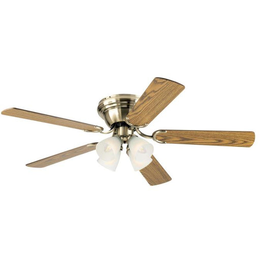 Westinghouse 52 Inch Ceiling Fan Antique Brass Finish Reversible Blades Oak/Walnut Frosted Ribbed Glass (7232200)