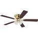 Westinghouse 52 Inch Ceiling Fan Polished Brass Finish Reversible Blades Walnut/Oak Clear Ribbed Glass (7232400)