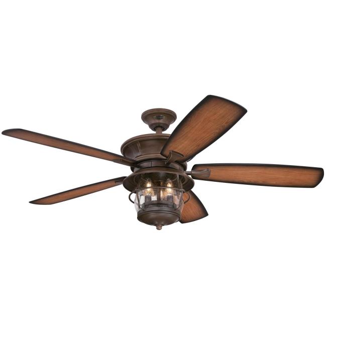 Westinghouse 52 Inch Ceiling Fan Aged Walnut Finish Reversible ABS Blades Dark Cherry With Shaded Edge/Walnut Clear Seeded Glass (7233400)