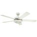 Westinghouse 52 Inch Ceiling Fan White Finish Reversible Blades White/White Washed Pine Frosted Glass (7233600)
