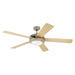 Westinghouse 52 Inch Ceiling Fan Brushed Pewter Finish Reversible Blades Light Maple/White Frosted Glass (7234100)
