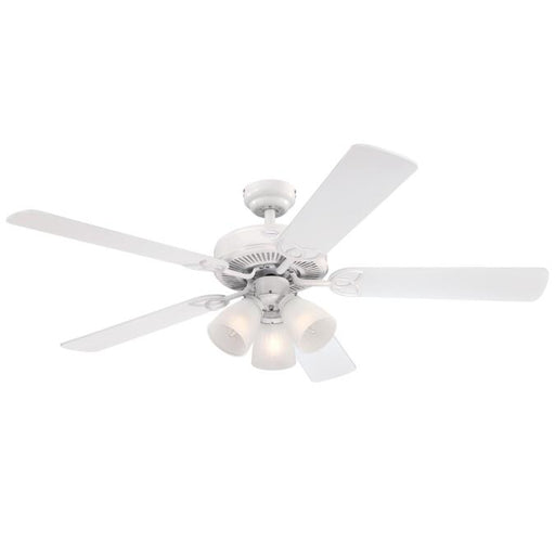 Westinghouse 52 Inch Ceiling Fan White Finish Reversible Blades White/White Washed Pine Frosted Ribbed Glass (7236400)