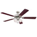 Westinghouse 52 Inch Ceiling Fan Brushed Nickel Finish Reversible Blades Rosewood/Light Maple Frosted Ribbed Glass (7237100)