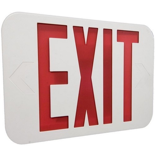 MORRIS Red LED White Housing Exit Sign Self-Diagnostic (73512)