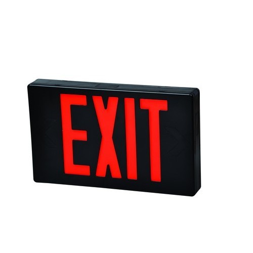 MORRIS Red LED Black Battery Backup Exit Sign (73013)