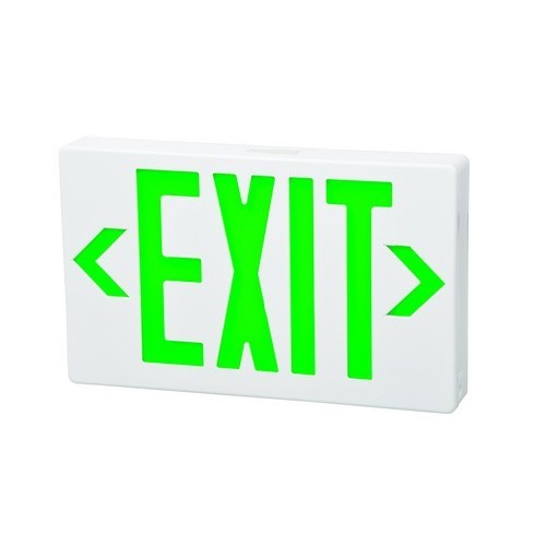 MORRIS Green LED White Housing Exit Sign (73014)