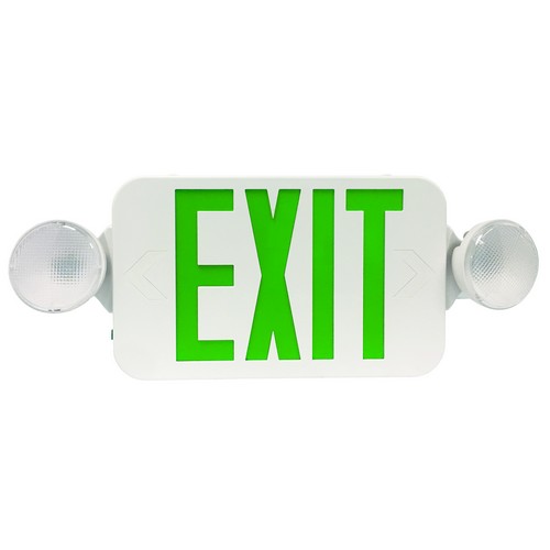 MORRIS Micro LED Green Combination LED Energy Saving Exit Sign/Emergency Light White Housing (73042)