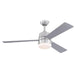 Westinghouse 52 Inch Brushed Nickel Ceiling Fan 3 Silver/Gray Teak Blades With Opal Frosted Glass With Lamps (7304900)