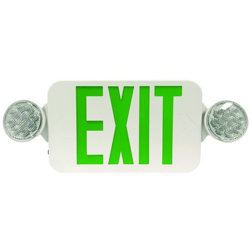 MORRIS Micro LED Green Combination LED Energy Saving Exit Sign/Emergency Light High Output (73052)