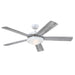 Westinghouse 52 Inch White Ceiling Fan 5 Rustic Birch/Graphite Blades With Frosted Glass With Lamps (7305500)