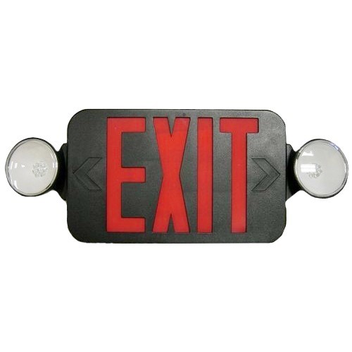 MORRIS Micro LED RED Combination LED Energy Saving Exit Sign/Emergency Light High Output Remote Capable Black (73055)