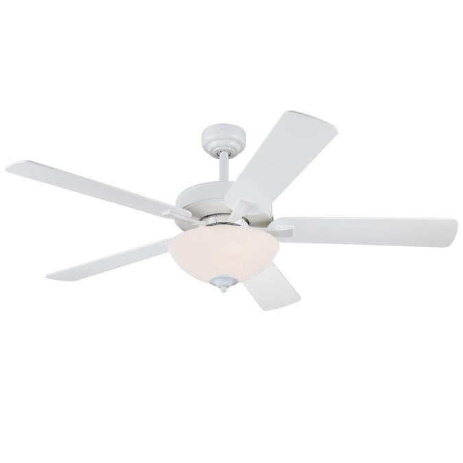 Westinghouse 52 Inch Ceiling Fan White Finish Reversible Blades White/Light Maple Frosted Glass (7308300)