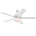 Westinghouse 52 Inch Ceiling Fan White Finish Reversible Blades White/Light Maple Frosted Glass (7308300)