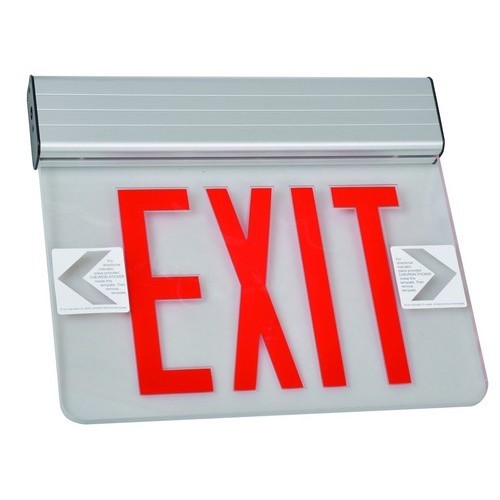 MORRIS Double Sided Red On Clear Panel Aluminum Surface Mount Edge Lit LED Exit Sign (73402)