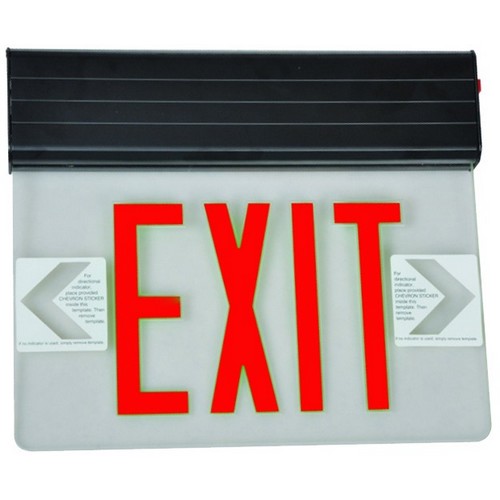 MORRIS Double Sided Red On Clear Panel Black Surface Mount Edge Lit LED Exit Sign (73404)