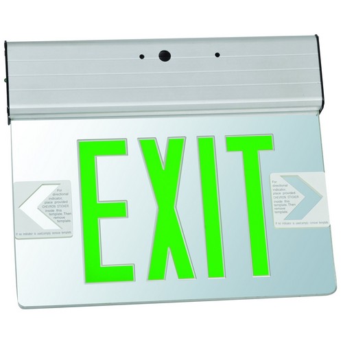 MORRIS Double Sided Green On Clear Panel Aluminum Surface Mount Edge Lit LED Exit Sign (73405)