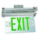 MORRIS Double Sided Green On Clear Panel Aluminum Recessed Mount Edge Lit LED Exit Sign (73415)