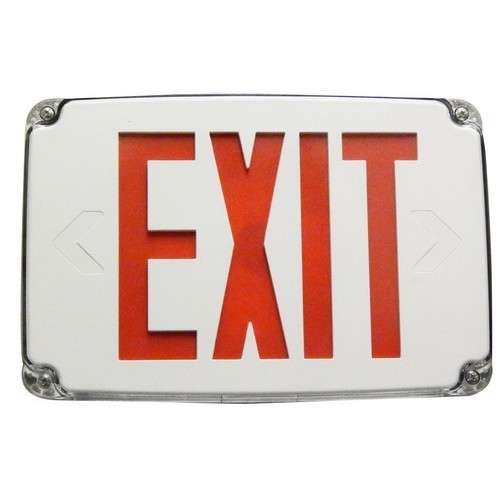 MORRIS Wet Location/Cold Weather Red LED Exit Sign White (73386)