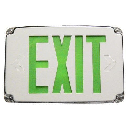 MORRIS Wet Location/Cold Weather Green LED Exit Sign White (73388)