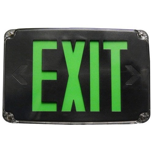 MORRIS Wet Location/Cold Weather Green LED Exit Sign Black (73389)