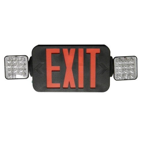 MORRIS LED Red Combination Exit/Emergency Light Black House High Output Square (73433)