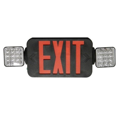 MORRIS LED Red Combination Exit/Emergency Light Black House Remote Capable Square (73443)