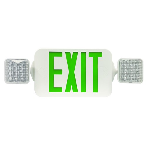 MORRIS LED Green Combination Exit/Emergency Light White House Remote Capable Square (73444)