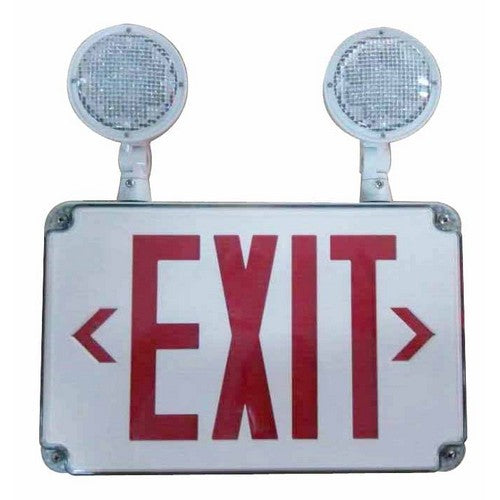 MORRIS Wet Location Combination LED Exit Sign/Emergency Light Red (73456)
