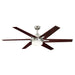 Westinghouse 60 Inch Smart 6 Blade Brushed Nickel Ceiling Fan With Opal Frosted Glass With Lamps (74003B00)