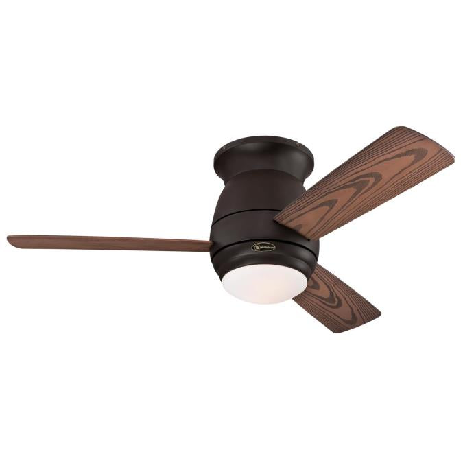 Westinghouse 44 Inch Smart 3 Blade Oil Rubbed Bronze Ceiling Fan With Opal Frosted Glass With Lamps (74004B00)