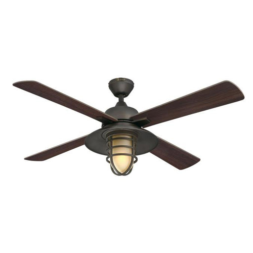 Westinghouse 52 Inch Smart 4-Blade Oil Rubbed Bronze Ceiling Fan With Amber Frosted Glass With Lamp (74005B00)