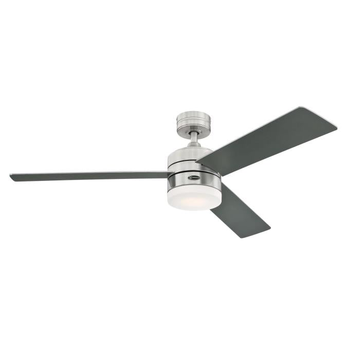 Westinghouse 52 Inch Ceiling Fan Brushed Nickel Finish Reversible Blades Graphite/Light Maple Opal Frosted Glass Smart Wifi Technology (74007A00)