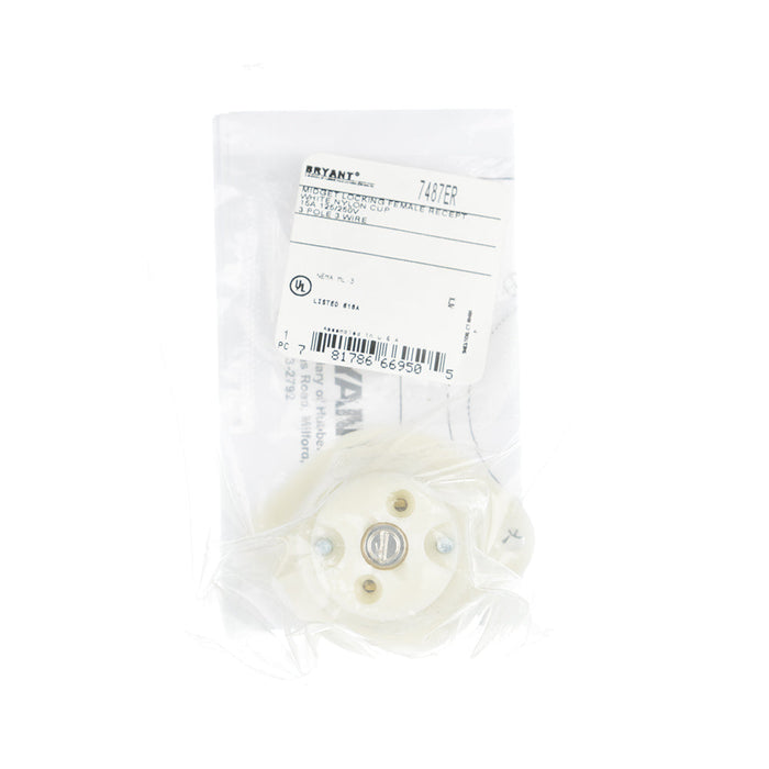Bryant Locking Receptacle Midget 15A 125/250V ML-3P (7487ER)