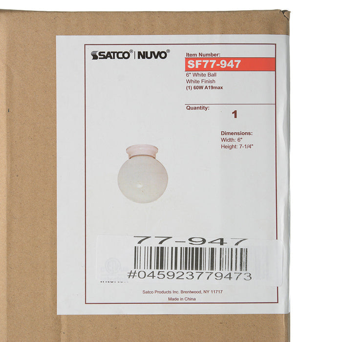 SATCO/NUVO 1-Light 6 Inch Ceiling Fixture White Ball (SF77-947)