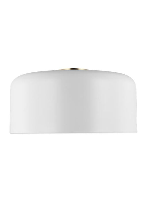 Generation Lighting Malone Large Ceiling Flush Mount Matte White/Satin Brass Black/White Cord (7705401-115)