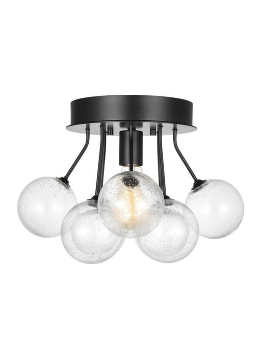 Generation Lighting Sean Lavin Bronzeville 1-Light Semi-Flush Mount In Midnight Black Finish With Clear Seeded Glass Shades (7714301-112)