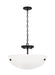 Generation Lighting Kerrville 2-Light Semi-Flush Convertible Pendant In Midnight Black With Satin Etched Glass Shade (7715202-112)