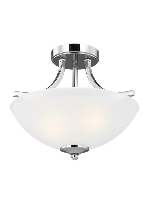Generation Lighting Geary Small Two Light Semi-Flush Convertible Pendant Chrome Satin Etched¬†Glass Shade (7716502-05)