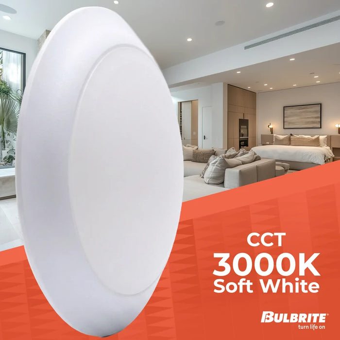 Bulbrite LED12DISC/7/930/J/WHRD/D 7 Inch LED Disc Light 12W 1100Lm 3000K 90 CRI 120V Dimmable White (773286)