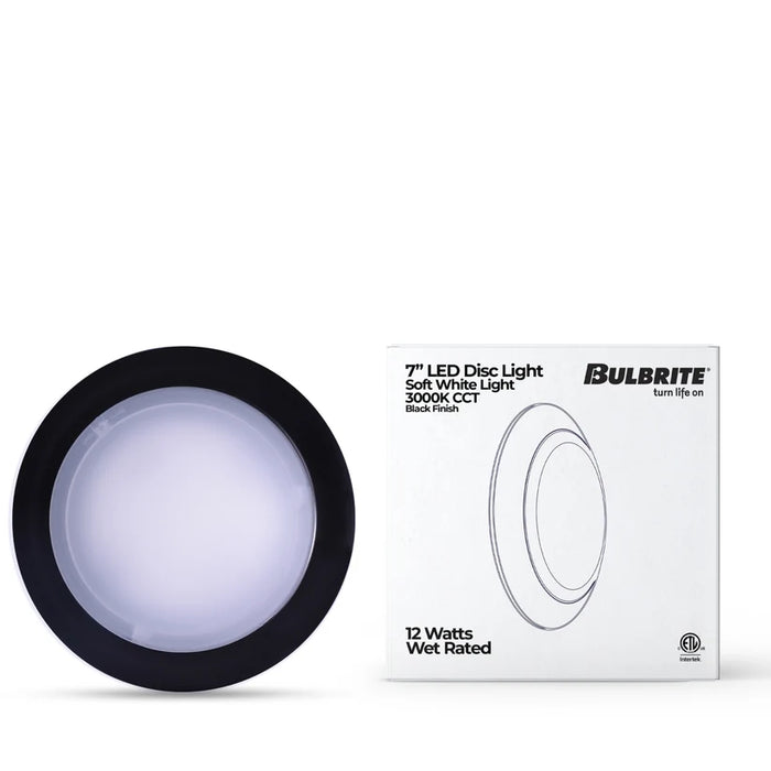 Bulbrite LED12DISC/7/930/J/BLRD/D 7 Inch LED Disc Light 12W 1100Lm 3000K 90 CRI 120V Dimmable Black (773287)