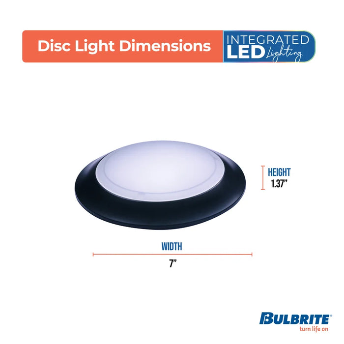 Bulbrite LED12DISC/7/930/J/BLRD/D 7 Inch LED Disc Light 12W 1100Lm 3000K 90 CRI 120V Dimmable Black (773287)